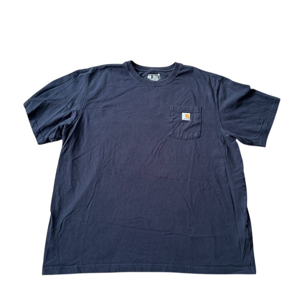 Carhartt Men’s Short Sleeve Shirt Navy Blue Size 2X Loose Fit Work Pocket